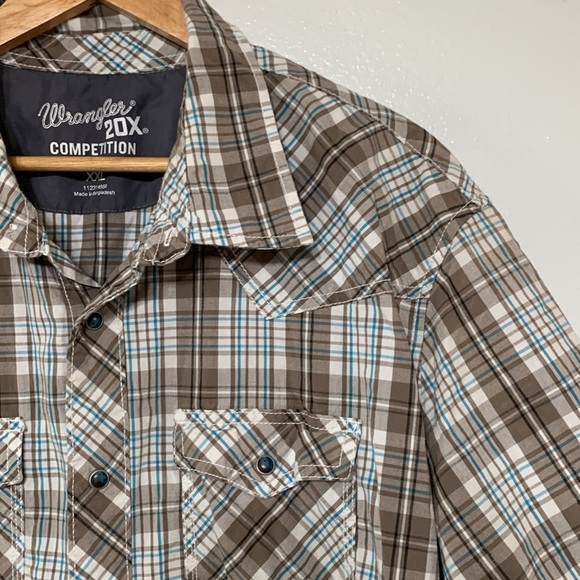 Wrangler Mens Plaid Short Sleeve Pearl Snap Button Down Shirt Size XXL - Picture 2 of 4